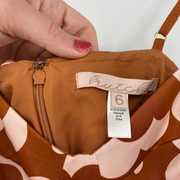 Hutch Anthropologie Women's Brown & Cream Retro Mod Floral Petra Romper Size 6 - Picture 3 of 12